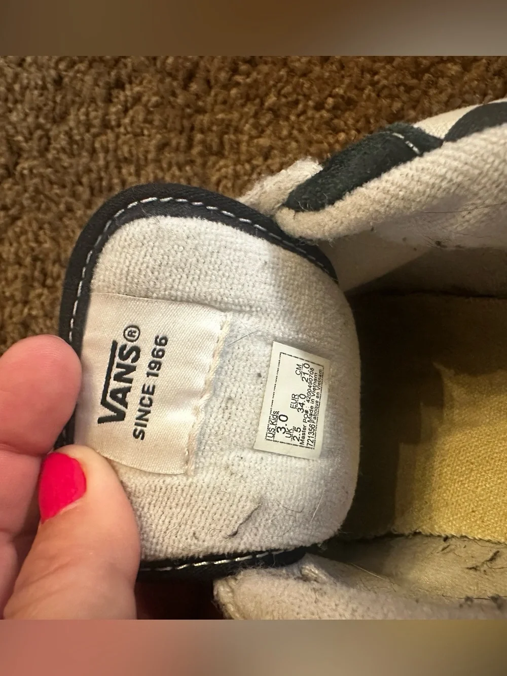Black & White Check Kids Vanns - Classic Low Top